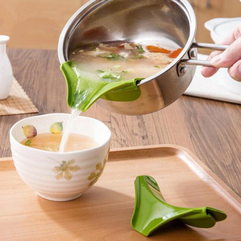 Passoire en silicone anti-déversement sur bec verseur de soupe entonnoir buse d'écoulement casserole outil anti-fuite ustensiles de cuisine utiles déflecteur de bord pour la cuisine