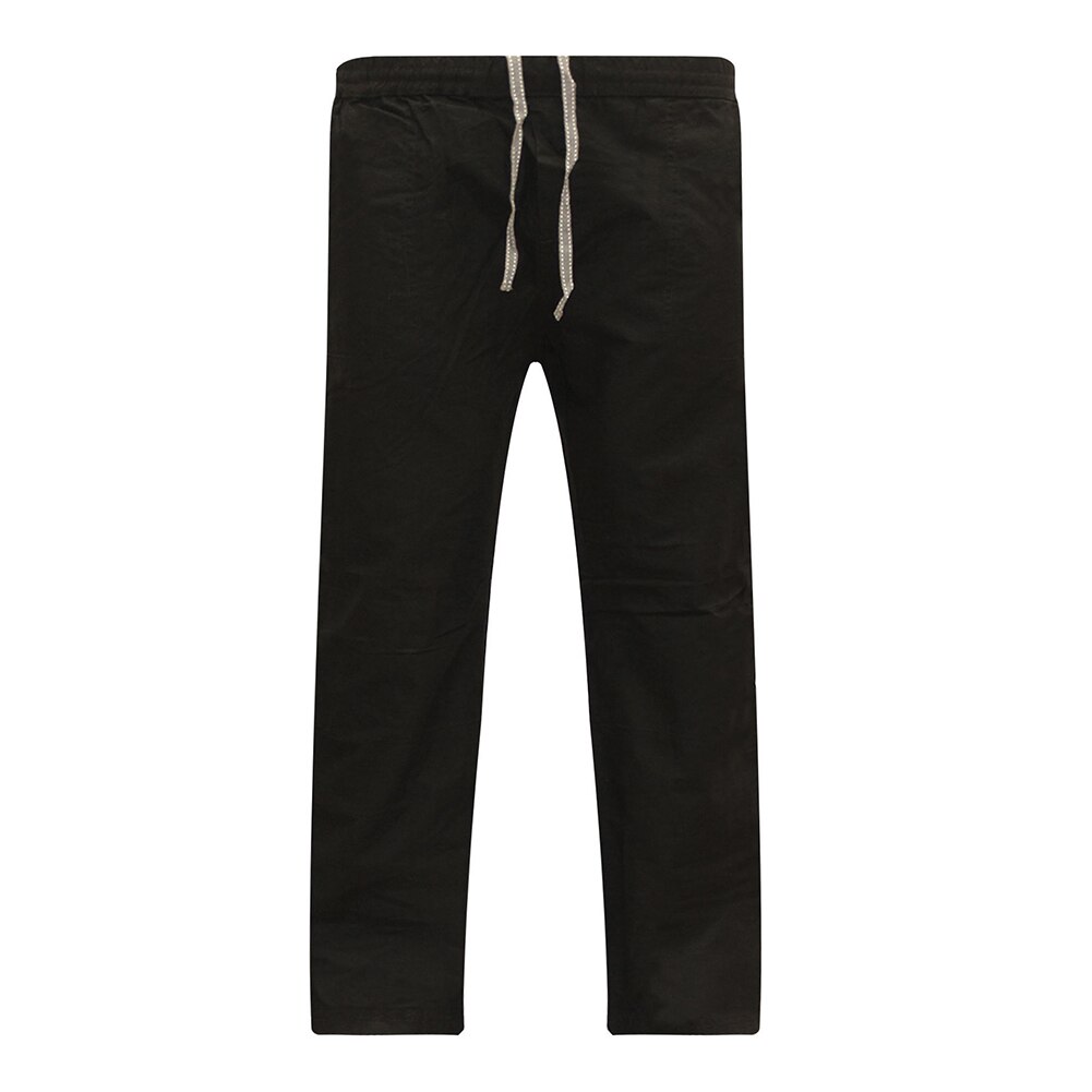 Mænd ensfarvet løs snoretræk sports yoga bukser lige brede ben sweatpants: Sort / M