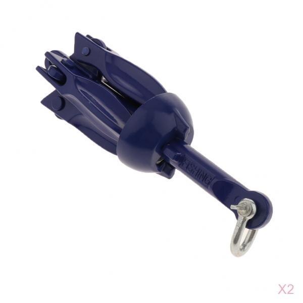 Ancla plegable sólida Grapnel, para pesca en Kayak, con revestimiento azul antioxidante, 2 uds.