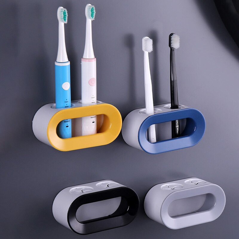 Double Hole Toothbrush Rack Wall Mounted Electric Toothbrush Holder Stand Bathroom Toothpaste Toothbrush Organizer Storage Rack