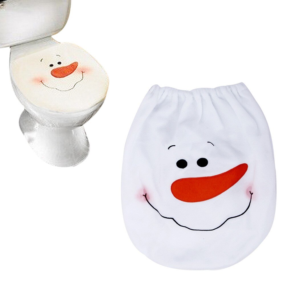 3 stil valg 1 pc snemand toilet sæde dække sød badeværelse toilet låg år xmas juledekoration: Ingen hat hvid snemand