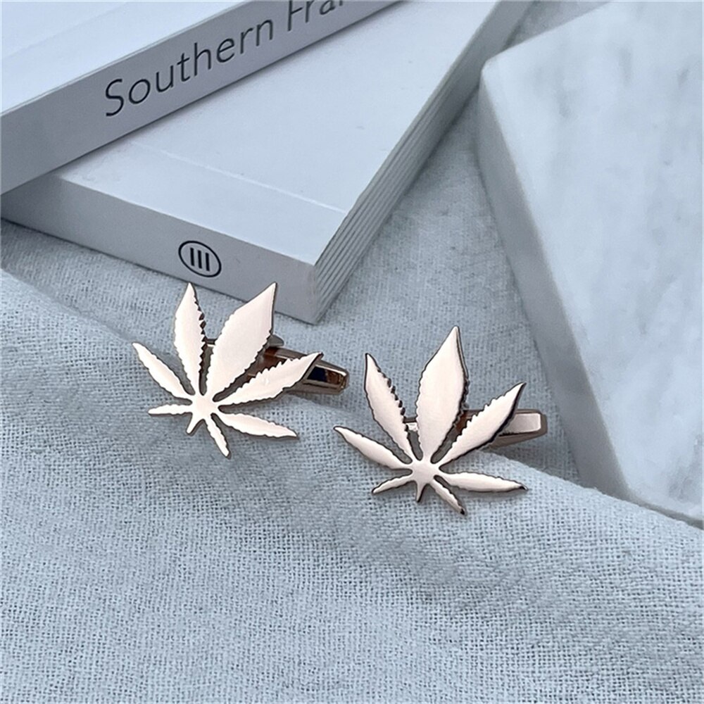 Gold Shirt Manchetknopen Voor Mannen Blad Manchetknopen Bruiloft Knoppen Gasten Sieraden Manchetknopen 1 Paar: Rose gold