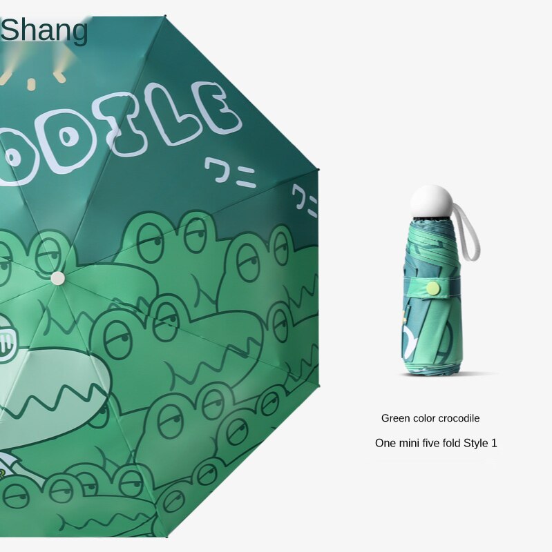 Mini Paraguas portátil para mujer, sombrilla pequeña de bolsillo, Anti UV de sol, luz de lluvia de viaje, Paraguas plegable bonito para niño y niña: green