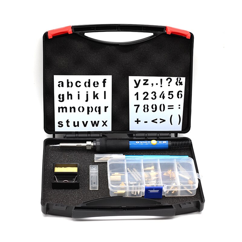 Trä brinnande kit snidning pyrografi penn kit 60w justerbar temperatur lödkolv svetsning trä prägling brännande set