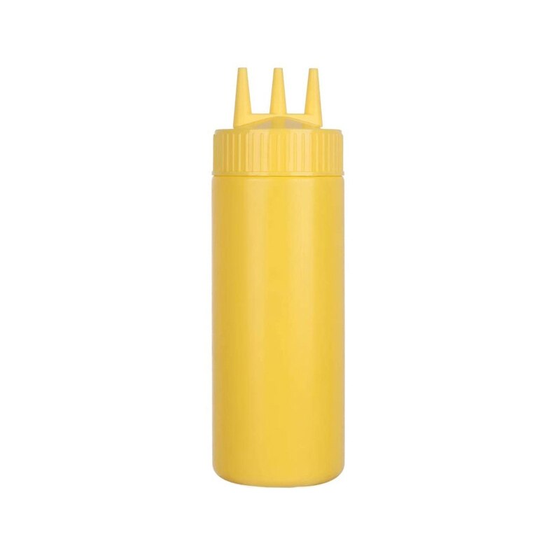 Botella giratoria de 3 agujeros para escurrir, botella de alimentaria para salsa, salsa, aceite, utensilios de cocina, Material PE M6CE: Yellow-360ML