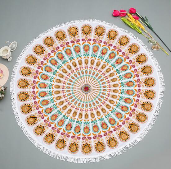 Paisley Strand Deken Boho Bohemian Ronde Mandala Zand Proof Grote Microfiber Strand Deken Handdoek Indiase Toalha De Praia Redonda: 2