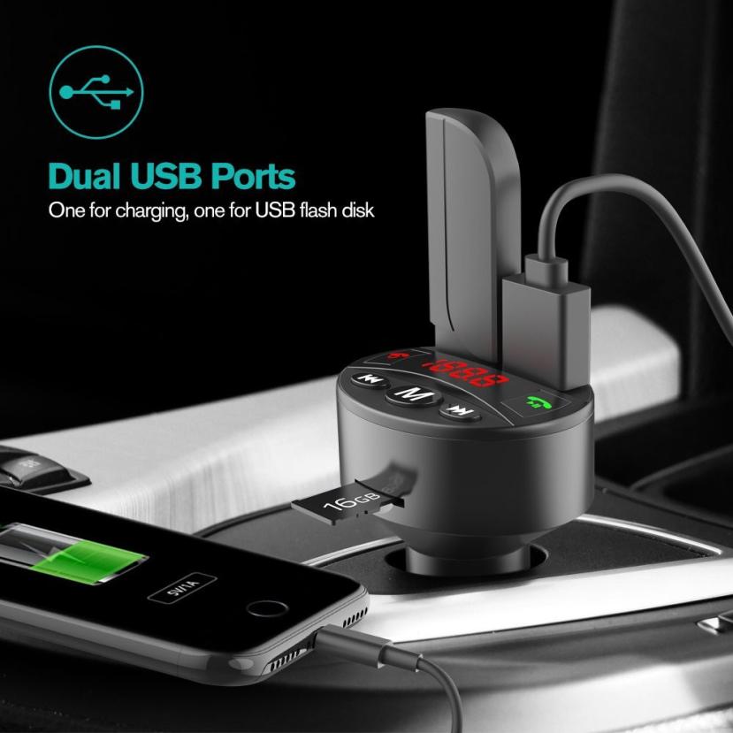 Mini Portable Wireless Bluetooth Car FM Transmitter Handsfree Kit 8.8