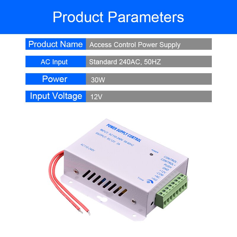 Eseye DC 12V 3A Door Access Control system Switch Power Supply AC 110~240V Delay time 15s Power Supply Control