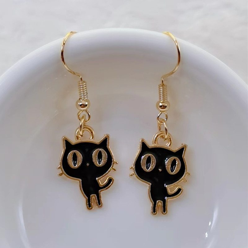 Leuke cartoon kat hanger oorbellen Leuke luie kat hangen handgemaakt Leuke kitten dieren hanger oorbellen Meisje cadeau: Paars