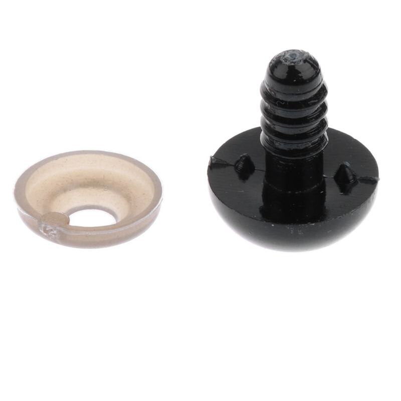 100 stycken svarta dockögon säkerhetsögon plastögon med skivor  -10mm