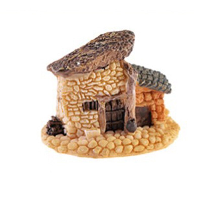 Micro pueblo casas de piedra miniatura jardinería paisaje DIY artesanía para bonsáis adornos de escritorio accesorios para decoración de jardín B: 02