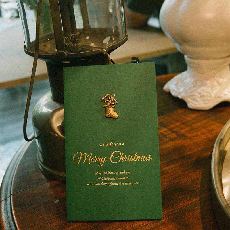 Criativo de Metal Retro Gilding Cartão do Natal Do Floco De Neve Da Árvore de Natal e Ano Novo Cartão Postal Presente