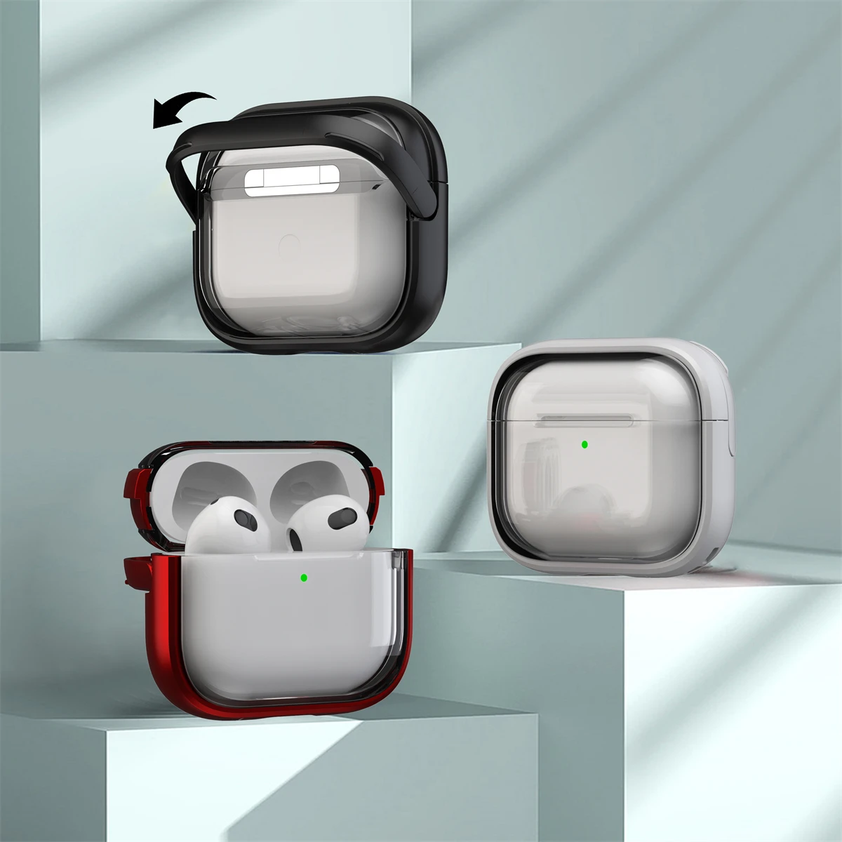 Skyddande fodral för hörlurar till airpods 1/2/3/4/  och airpods pro och airpods pro 2 , sött vikbart, stötsäkert fodral med stativ