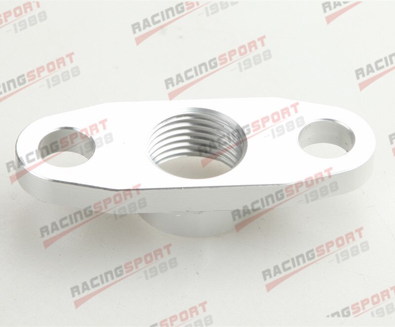 2PCS 1/2 NPT Female Aluminum Oil Drain Turbo Flange T3 T4 T04 GT40 GT55 Silver