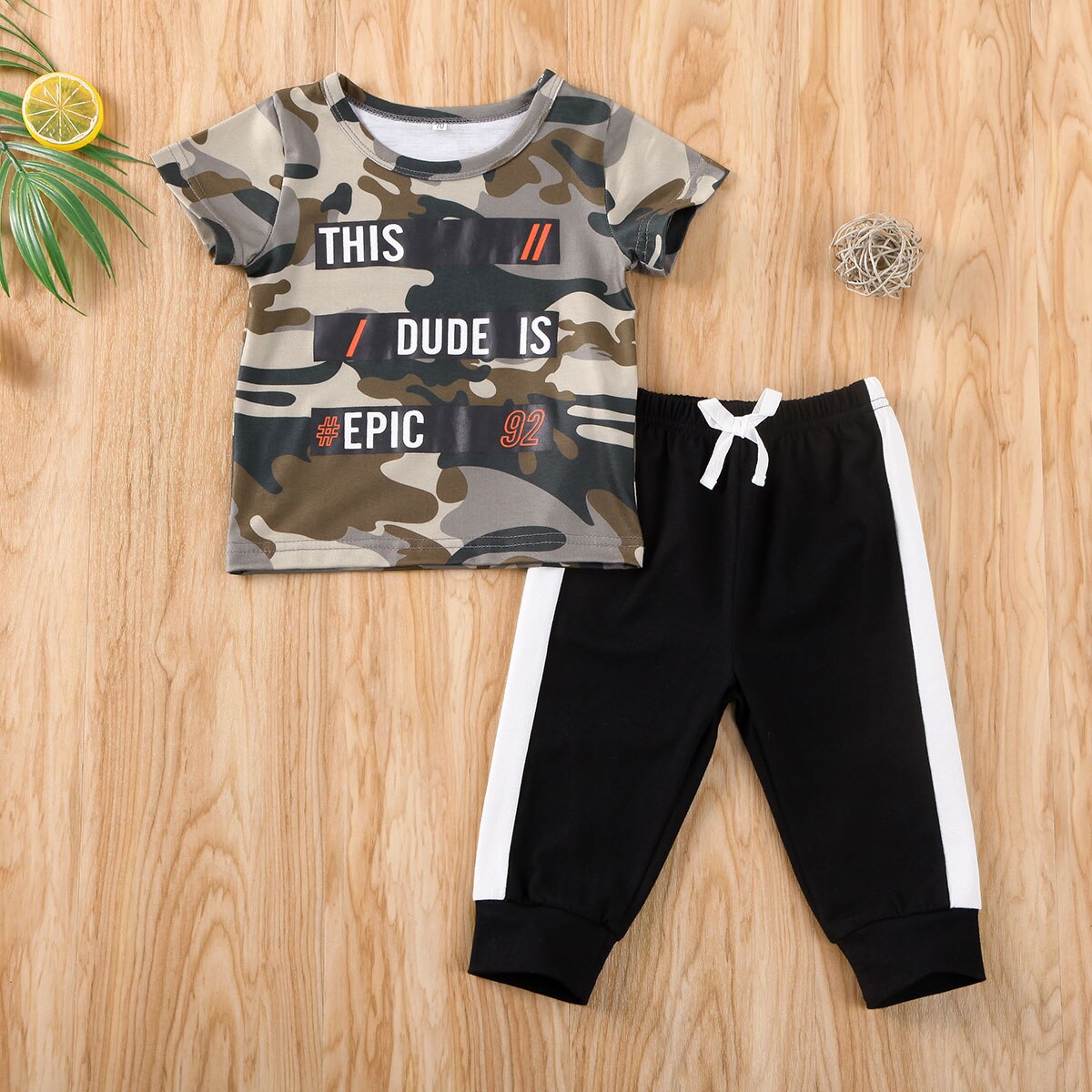 2 pces criança criança criança bebê menina 0-24 m casual camuflagem camisetas + leggings calças roupas