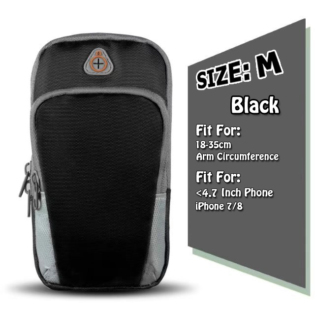 Mobiele Telefoon 6 Inch Sport Armband Running Case Voor iPhone X 8 Plus Galaxy S9 Waterdicht Camo Nylon Outdoor GYM bag Headset Poort: Black (M)
