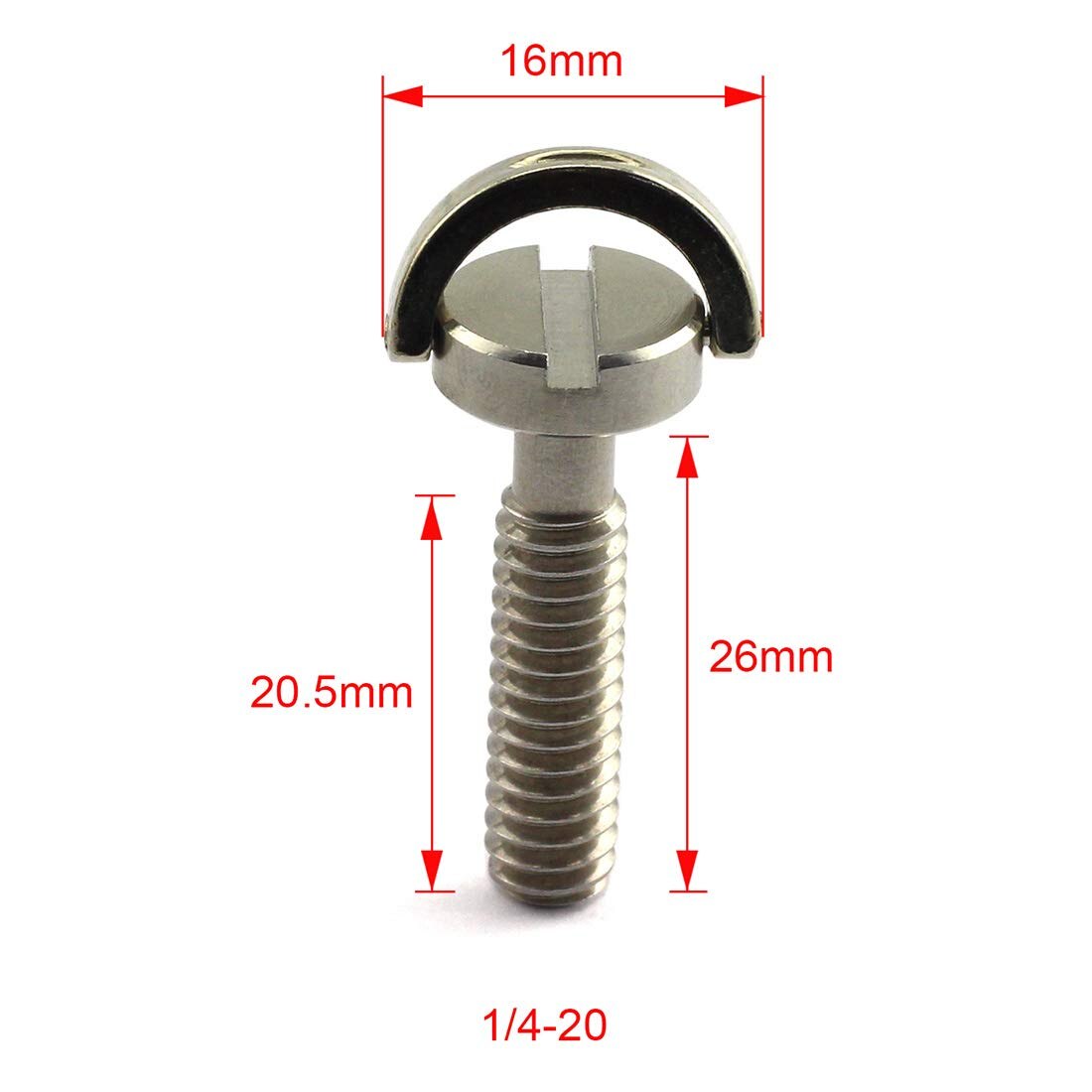 2pcs 26mm 1/4 Thread D-Ring Stainless Steel Camera Fixing Screws for Camera Tripod Monopod QR Plate,D Shaft Quick Release Plate