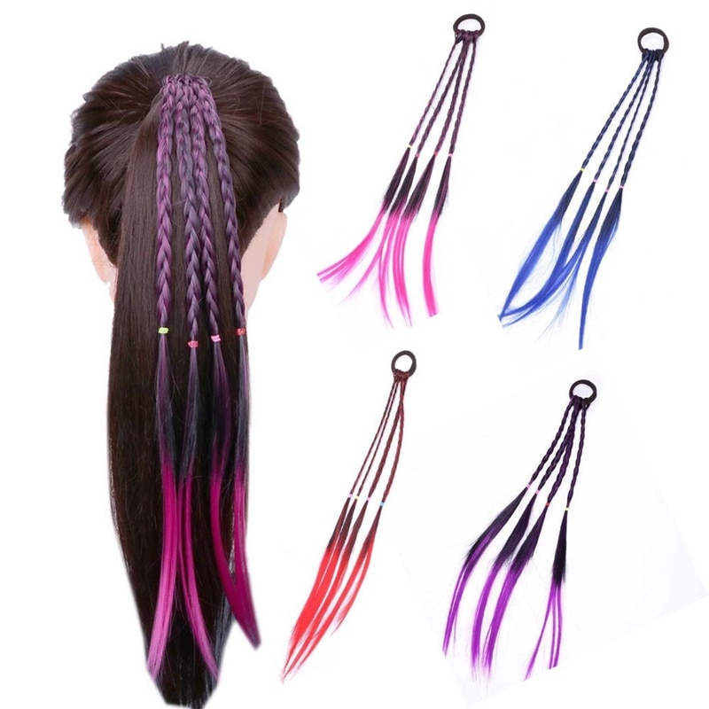 Kinder Baby Mädchen Haarteil Falsche Zöpfe Geflochten Perücke Haar Stirnband Twist Geflecht Seil Einfache Gummiband Elastische Haar Zubehör