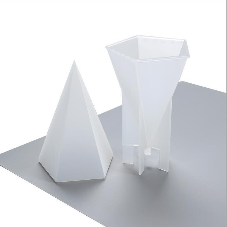 Molde de cono Hexagonal de silicona para manualidades, molde de cono Pentagonal, moldes transparentes y flexibles para fundición con resina, cemento y vela: 1 Set Pentagonal