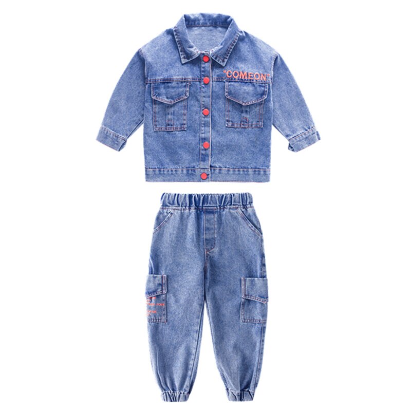 Conjunto de ropa de para niños, chaqueta vaquera + pantalones vaqueros, 2 piezas, 4, 5, 7, 9, 11 y 13 años, primavera: 5