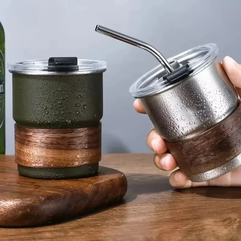 300ml Stainless Steel Coffee Camping Mug with Lid Portable Heat Resistant for Outdoor Picnic Camping Fishing Bottles Coffee Cups