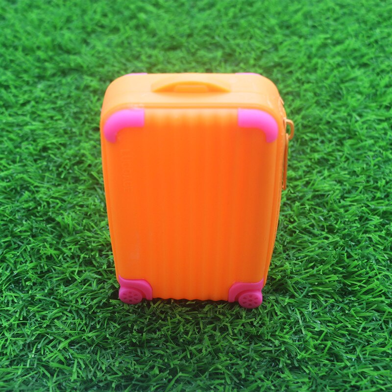 Silicone Coin Purse Suitcase Card Bag Waterproof Small Soft Zipper Storage Bag Girls Cute Funny Coin Purse Wallet Candy Color: Orange
