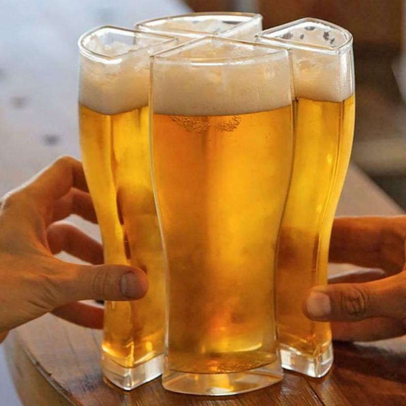 Beer Glasses 4 In 1 Acrylic Plastic Material Beer Mug Super Schooner Funny Acrylic Glass Beer Mugs Set Glass Cup Stein