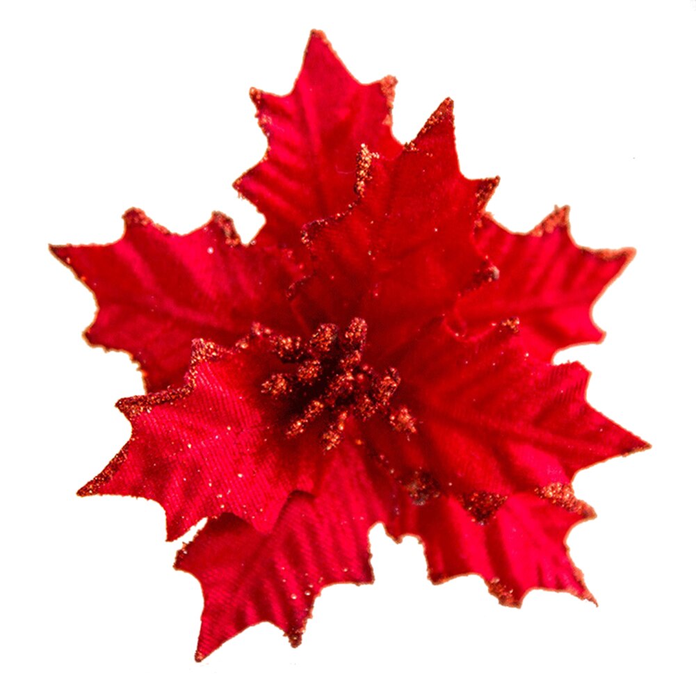 Kunstige jul blomster bryllup simulation flannelette blomster juletræ ornamenter dekoration: Rød 20cm