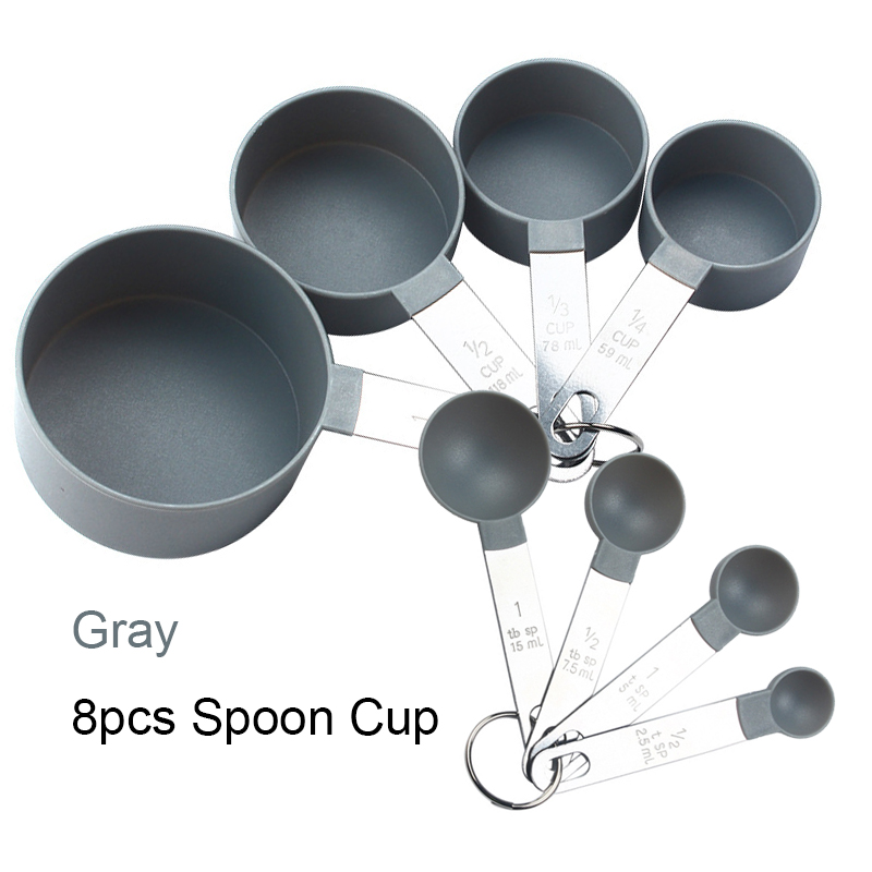 4/8 uds/1 Juego taza medidora cucharadita cuchara multiusos para azúcar pastel hornear harina taza medidora utensilio de medición de cocina para el hogar: YELLOW