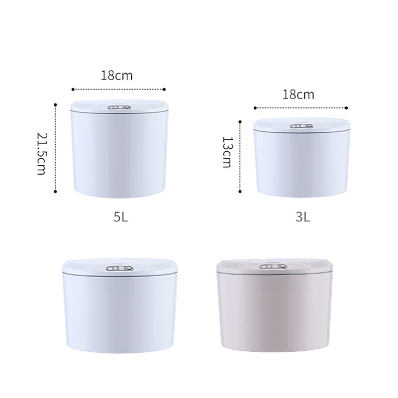 3/5L Smart Trash Cans Intelligent Desktop Waste Bin Automatic Touchless Trash Bin Infrared Motion Sensor Garbage Bucket Dustbin