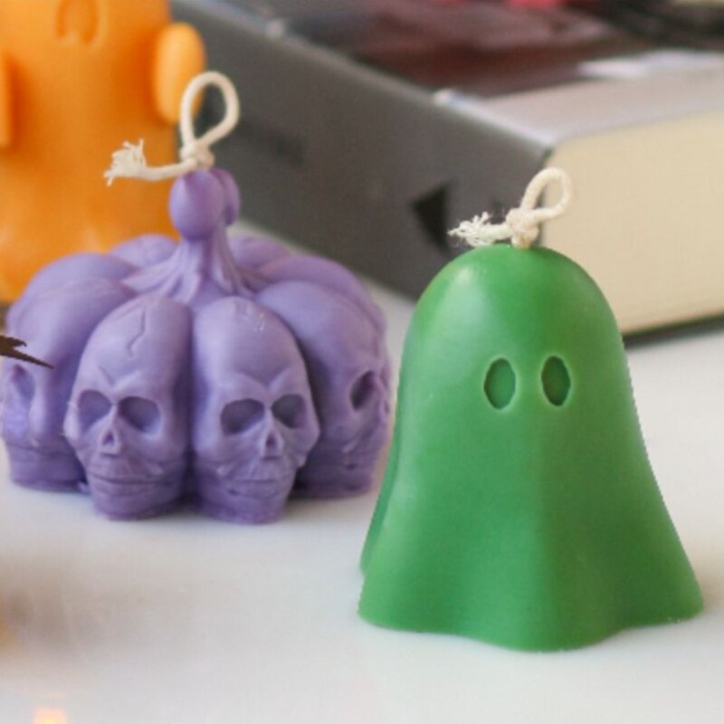 Halloween Ghost Bride Groom Candle Silicone Mold DIY Skull Pumpkin Candle Making Resin Soap Mold Christmas Craft Home Decor