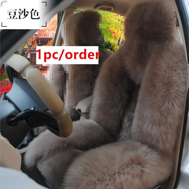 1 pièces 100% naturel fourrure australien en peau de mouton couverture de siège de voiture cheveux longs universel coussin siège de voiture protecteur fourrure housse de siège: 1pcs Cayenne