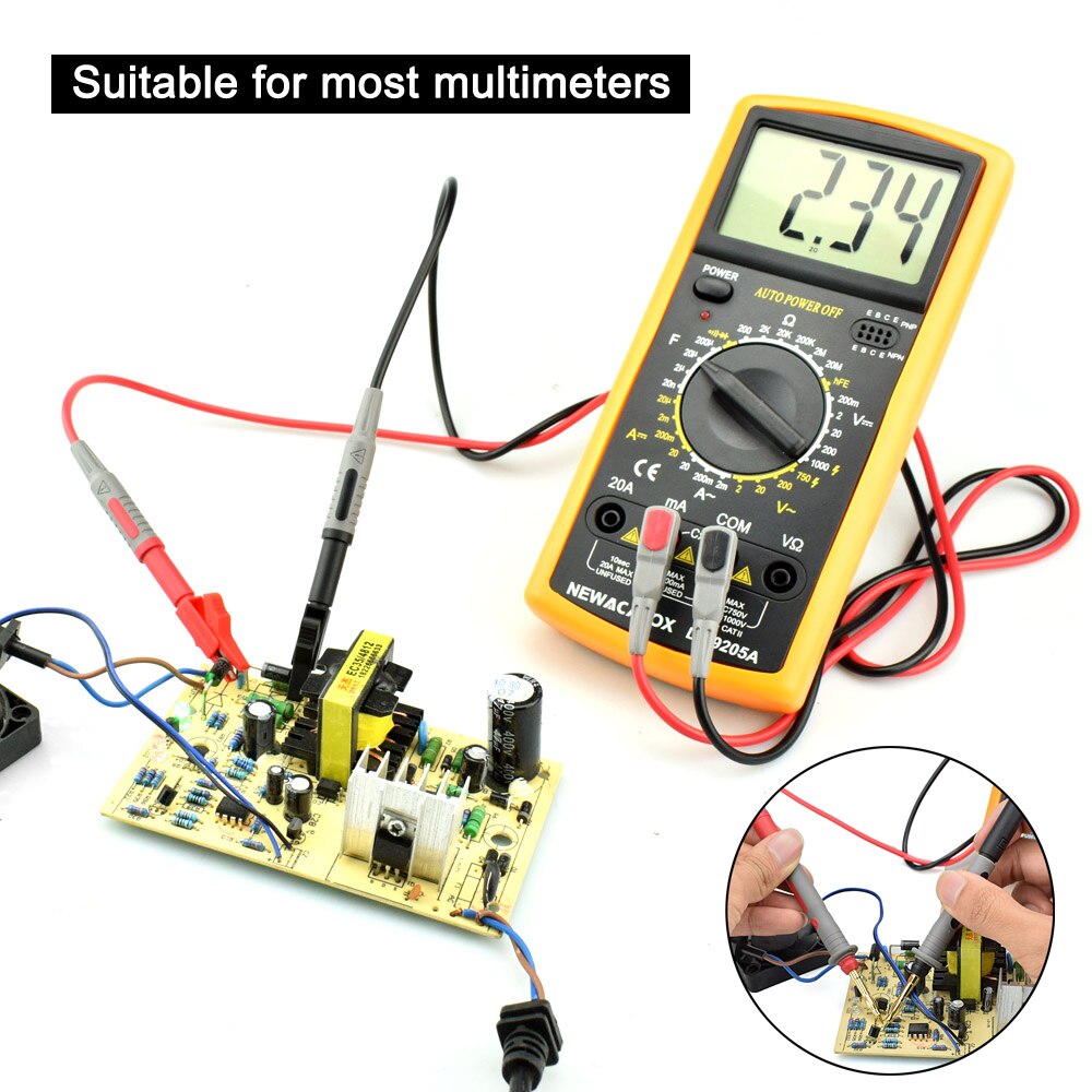 NEWACALOX Multimeter Pen Test Probe Multi Function Digital Pen Probe Extension Line Gold Plated Super Sharp Super Precision Kit