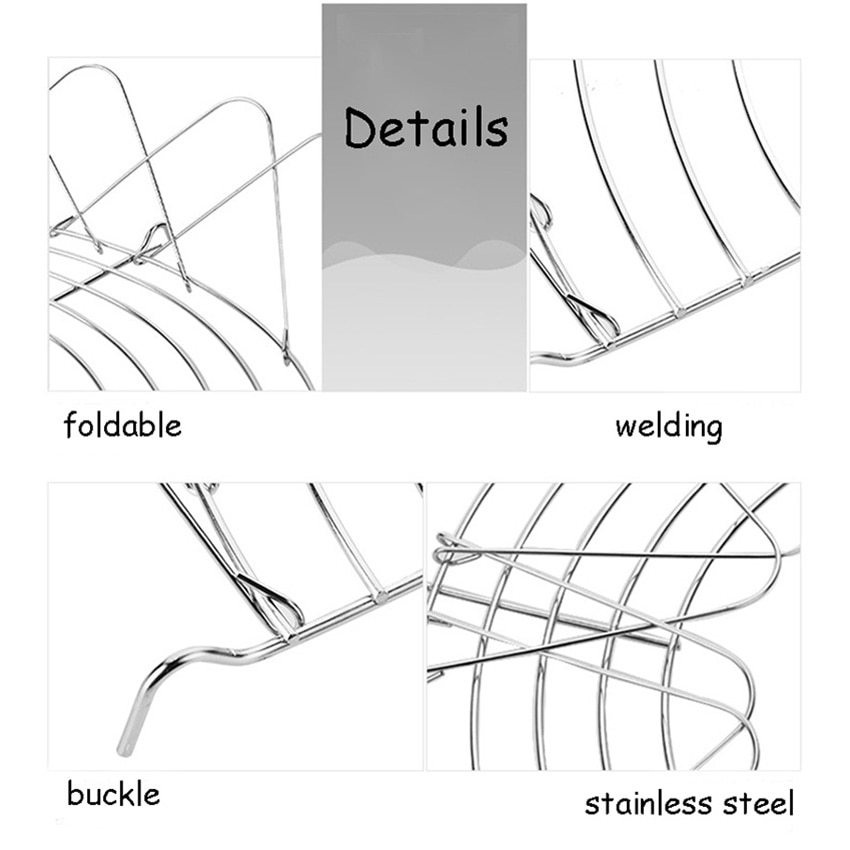 Multi-function Frying Oil Filter Rack Stainless Steel Semicircle Steaming Drain Oil Holder Kitchen Cooking Foldable Gadgets