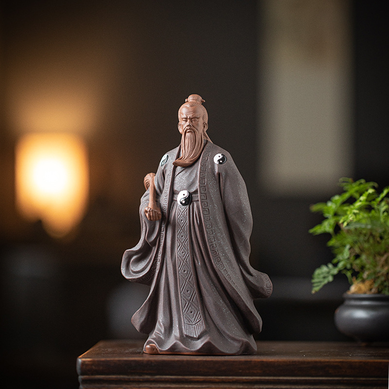 Artesanías de arcilla púrpura de estilo Zen chino, Tai Chi, Zhang Sanfeng, figuras legendarias, adornos, muebles para el hogar, decoraciones para la vida