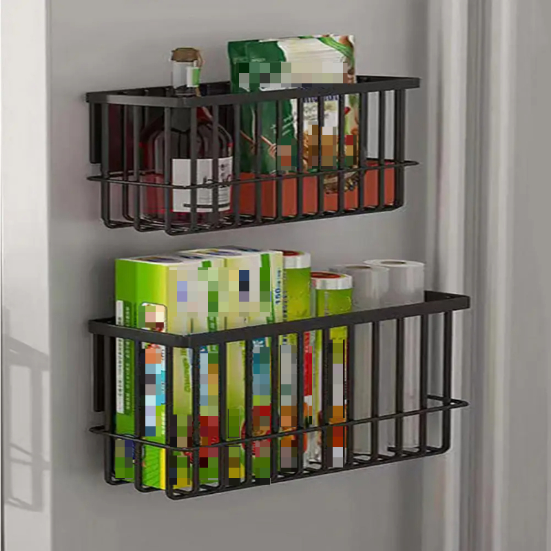 Magnetic Storage Shelf Wall Mounted Metal Kitchen Refrigerator Spice Rack Space-saving Fridge Kitchen Organizer Storage Box