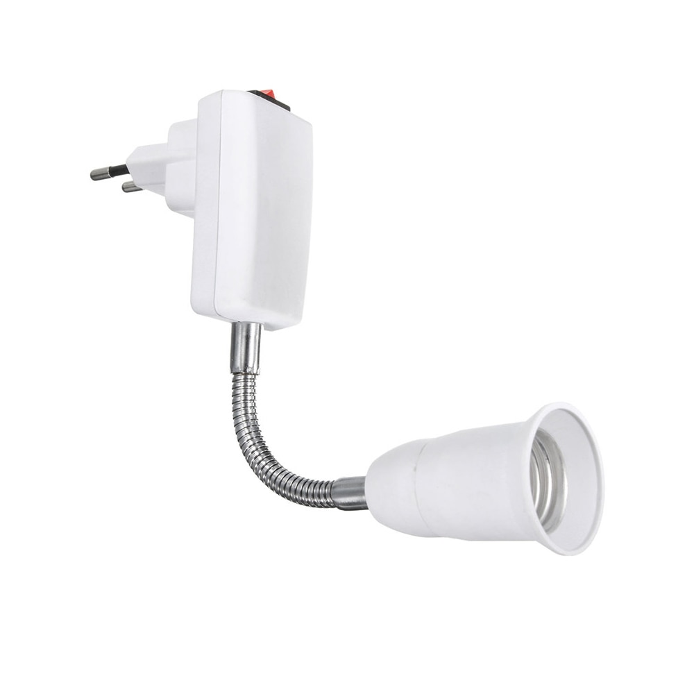 E27 lyspære fatning adapter fleksibel forlænger led lampe base kontakt holder dk/us/eu stik