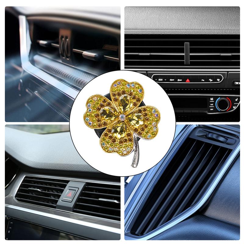 Car Vent Clips Alloy Four Leaf Clover Alloy Car Air Freshener Fragrance Decor Multifunctional Rotatable Car Interior Accessories