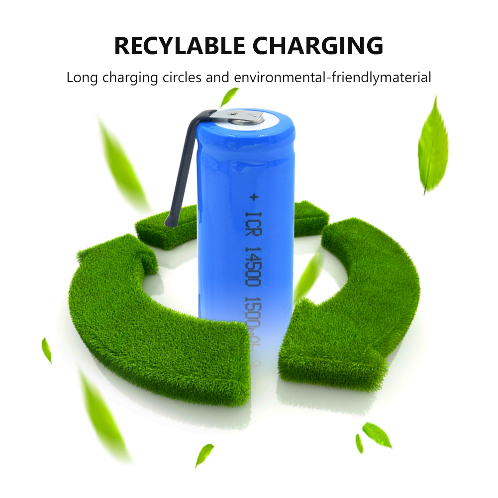 ICR 14500 Batteria Al Litio 3.7V 1500mAh Batterie Ricaricabili di Saldatura Nichel Copriletto batterie Per LED Torcia Della Torcia Elettrica