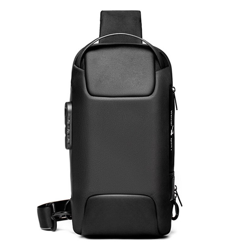 Menns vanntette oxford multifunksjonelle crossbody bag tyverisikring skuldervesker kort tur budbringer brystpose pakke til menn: Svart