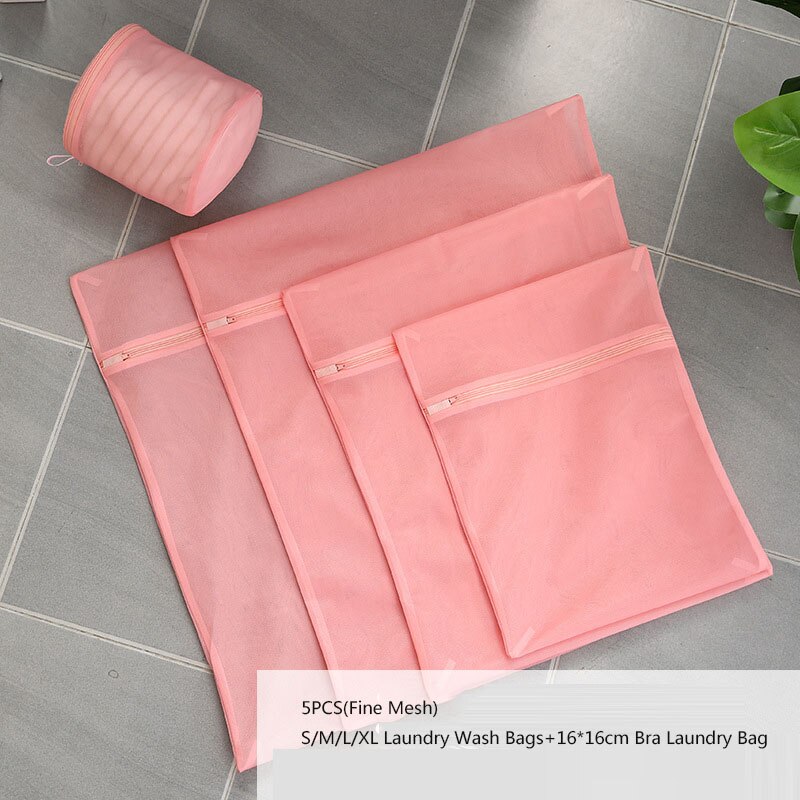 1/4/5 st / set mesh tvättpåse underkläder tvättpåsar resor specialkläder vårdväska tvättmaskin kläder skyddsnät: 5 stycken-rosa