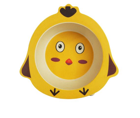 Cartoon Bamboe Servies Dier Babyvoeding Voedsel Kom Zuigeling Kids Plaat Milieuvriendelijke Leuke Kinderen Baby Eten Voedsel Kom Plaat: chicken