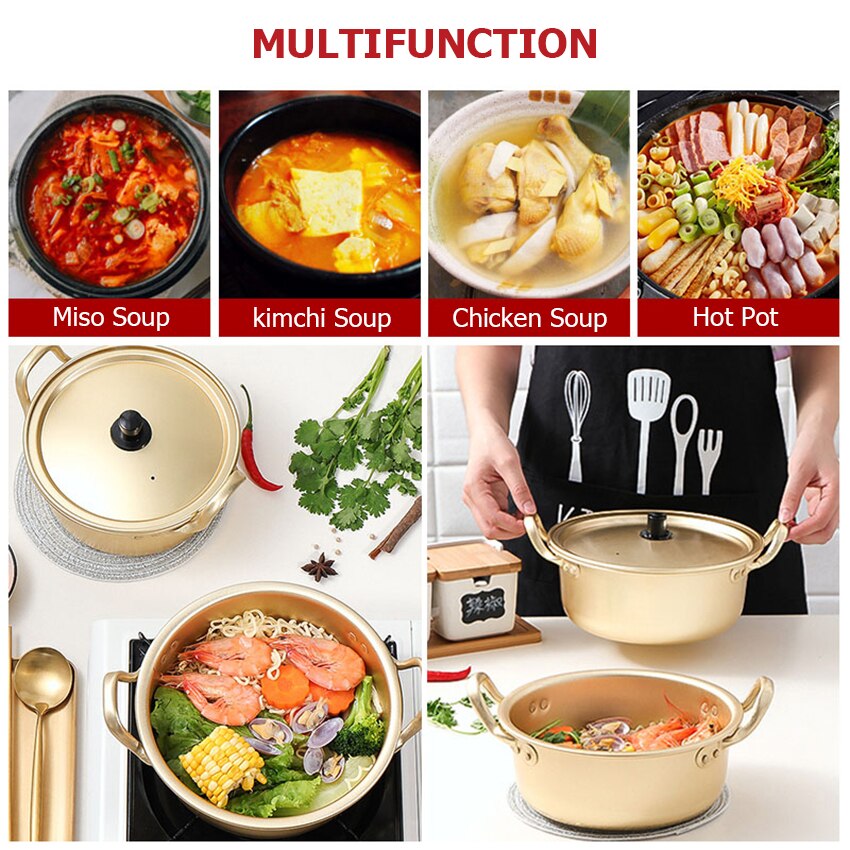 Memdoo 14/18cm ramen macarronetes panelas coreano panela de sopa cozinhar pote de aço inoxidável pote de comida para bebê rápido aquecimento para cozinha