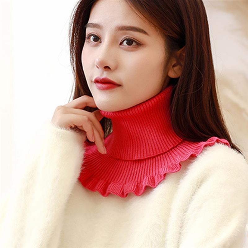 femmes hiver rouge noir épais tricot anneau écharpe Tube femmes tricoté écharpe coupe-vent plus cou guêtre cou écharpe