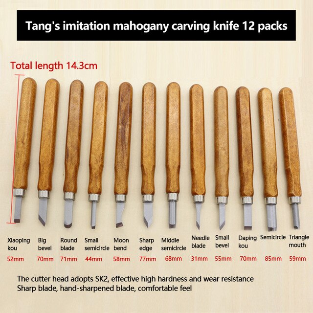 3/4/5/10/12pcs Wood Carving Chisel Knife Hand Tool Set For Basic Detailed Graver Sculpt Pottery Ceramic Clay Diy Hand Tool Set: 12Pcs