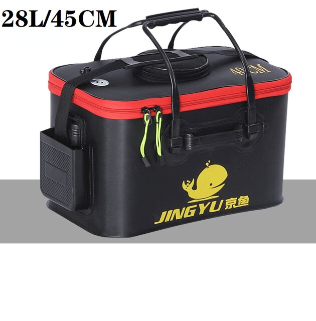 EVA Portable Fishing Bag Folding Thicken Live Fishing Box Tank Bucket Camping Fishing Tackle Fishbox Storage Bag fishing gear: 28L black