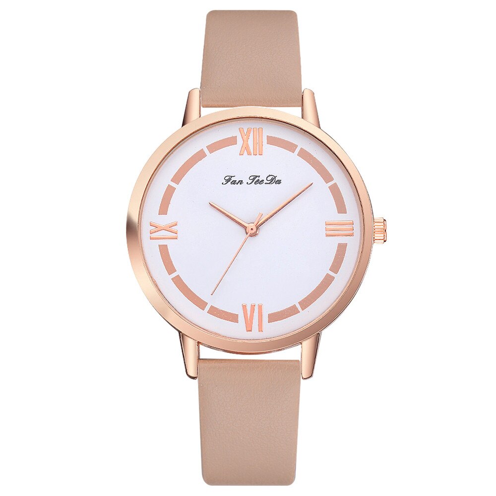 Simple femmes fleur montres Femme dames décontracté en cuir Montre à Quartz Femme horloge Relogio Feminino Montre Femme: Café