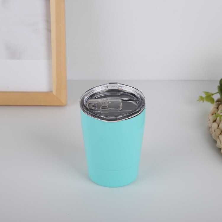 8oz- delige roestvrijstalen koffiemok met dubbele wand, vacuüm geïsoleerde theekop met deksel, reisbeker voor yerba mate kalebas: Lichtblauw