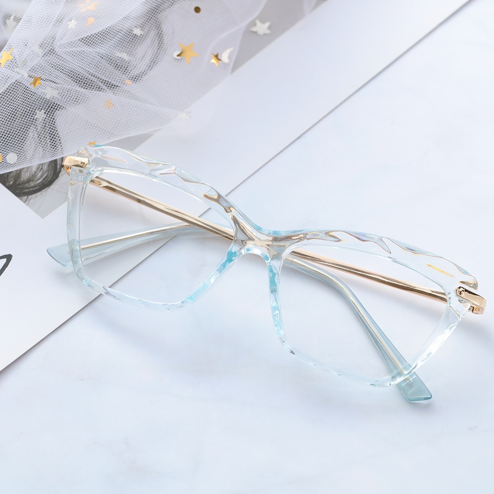 Gafas de cristal facetadas para mujer, montura de gafas de Ojos de gato, se puede equipar con miopía, montura Vintage para hombre, 1 unidad