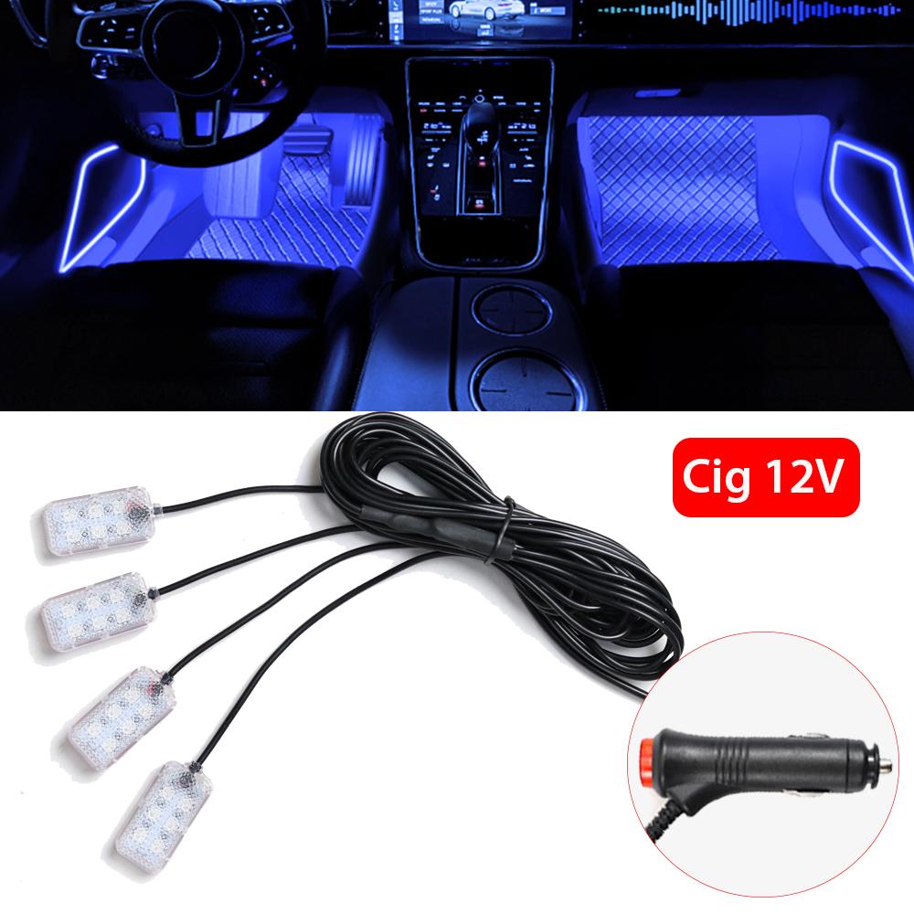 Auto Atmosphäre Led Fuß Licht USB Feuerzeug Umwelt Dekorative Lichter Auto Innen Umgebungs Lampen mit LED Rosa Licht: Kristallblau